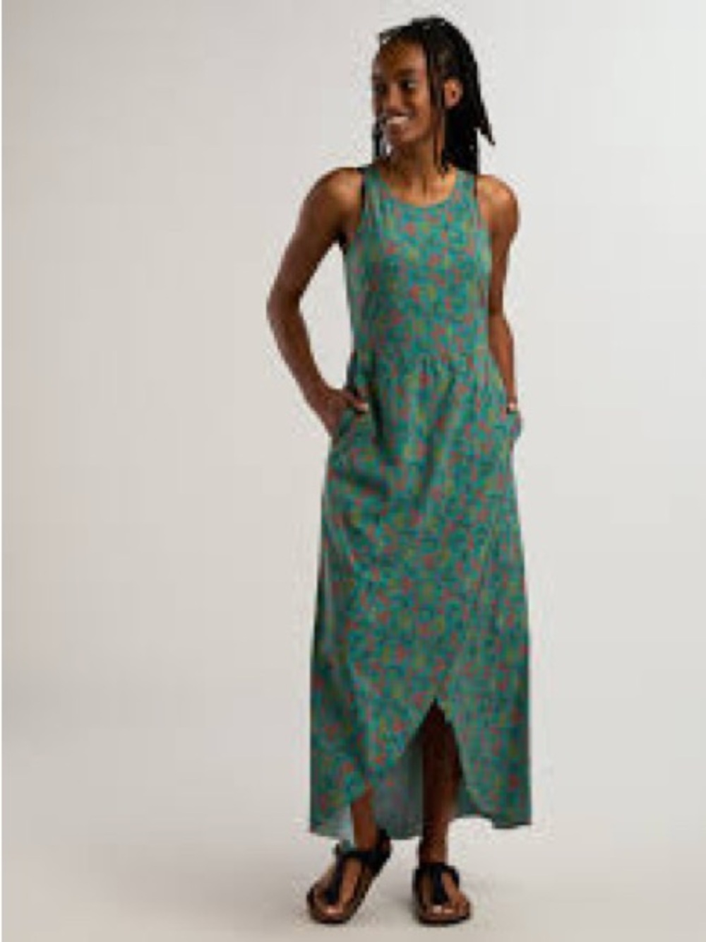 Toad&Co Sunkissed Maxi Dress Cerulean Print Floral Sleeveless